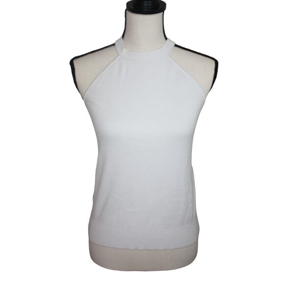 LOFT Tops Women's Small White Halter Sweater Shirt Cross back Sleeveless Summer - Picture 1 of 5